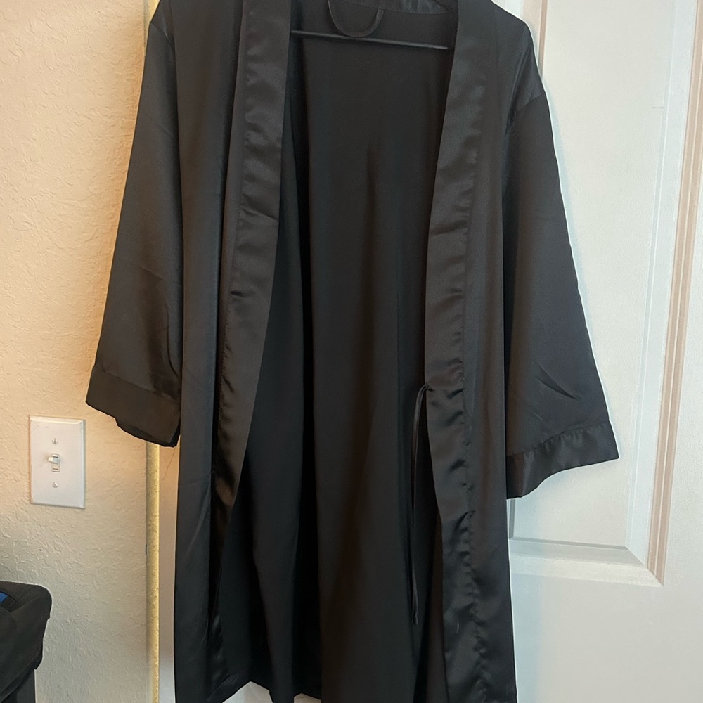 Elegant Black Satin Robe